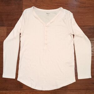 💚 5/$25 Gap Body Womens S Maternity Waffle Ribbed T-Shirt‎ Long Sleeve Pink
